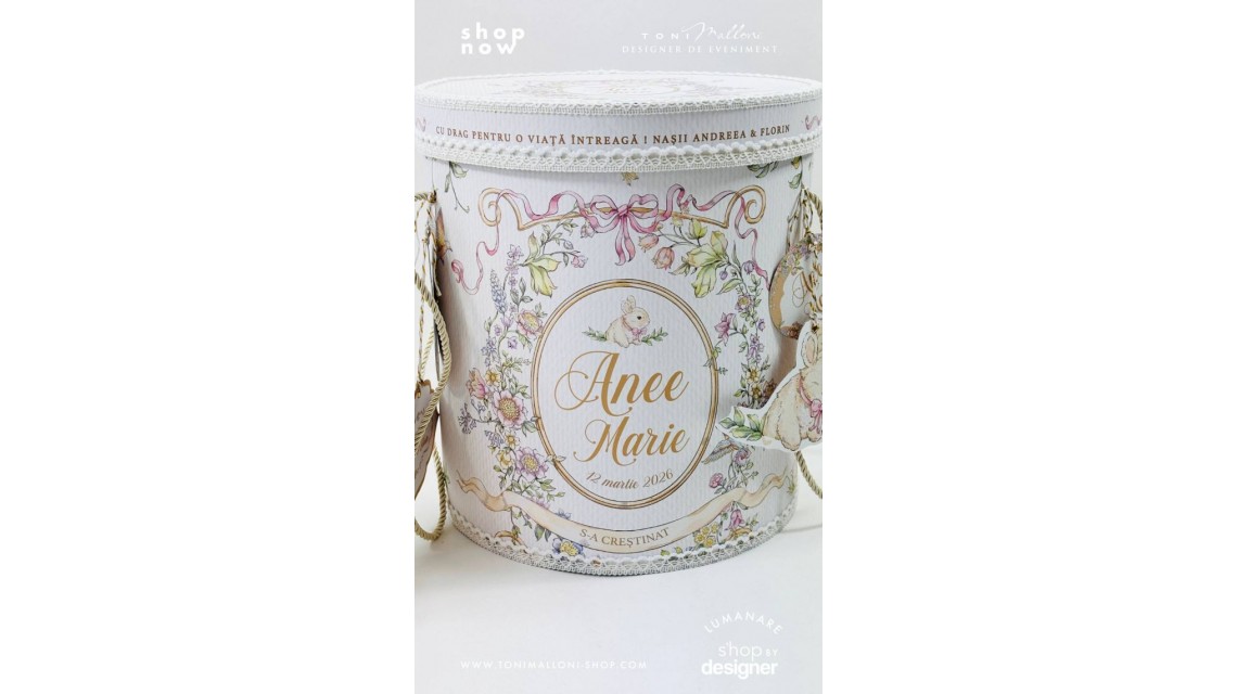 Trusou Botez Fetiță Belle Époque Floral Garden cu Iepuraș Trusou Personalizat Toni Malloni 1